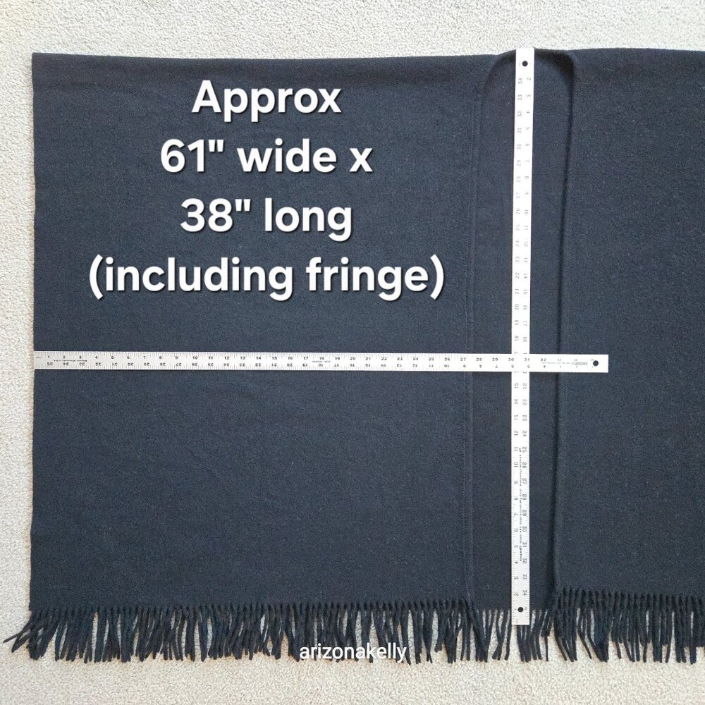 Oversized THICK Wool Wrap Flawless Black Fringe Men's Tall Plus - Picture 2 of 15